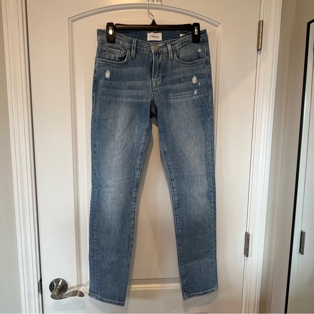 Frame Denim Le Garçon Boyfriend Humphrey Rips Wash Size 25 Degradable Line